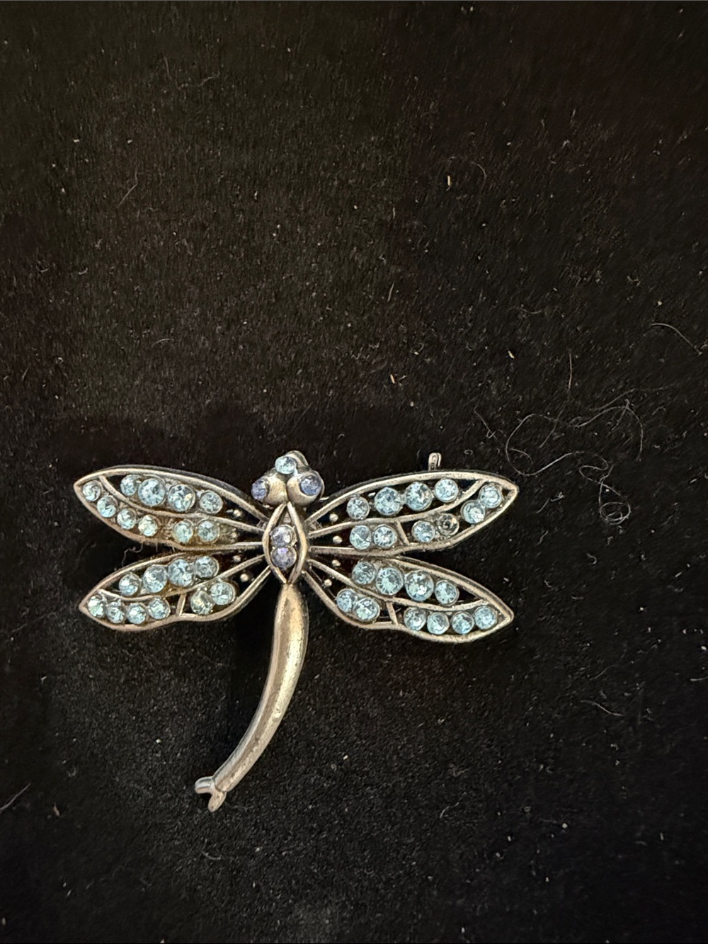 Crystal Dragonfly Brooch — Light Blue Rhinestones